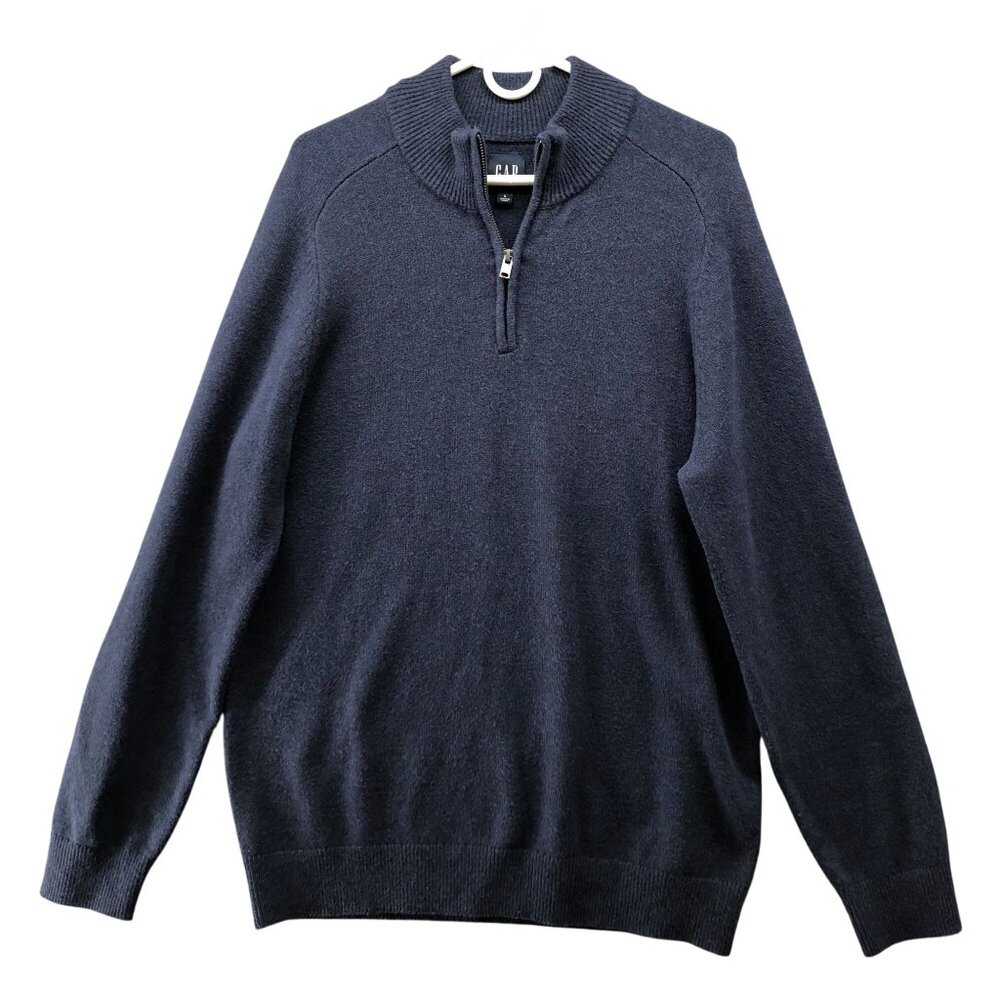 Gap CashSoft Half Zip Pullover Mens L Navy‎ Blue Sweater 1/4 Zip Stretch